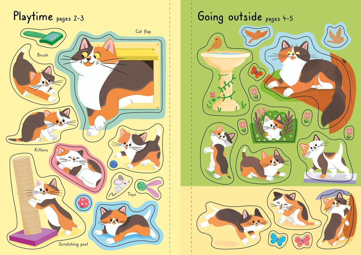 Книга със стикери Usborne Little First Stickers: Cats, 3+ години