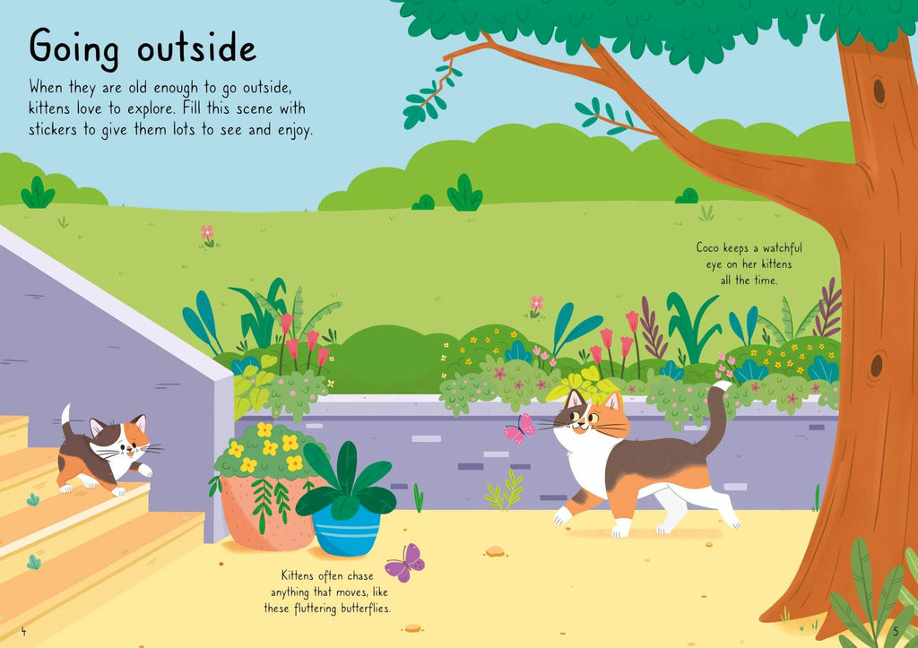 Книга със стикери Usborne Little First Stickers: Cats, 3+ години