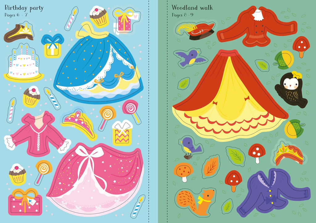 Книга със стикери Usborne Little Sticker Dolly Dressing Princess, 4+ години