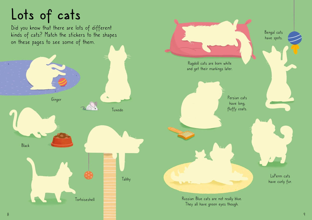 Книга със стикери Usborne Little First Stickers: Cats, 3+ години