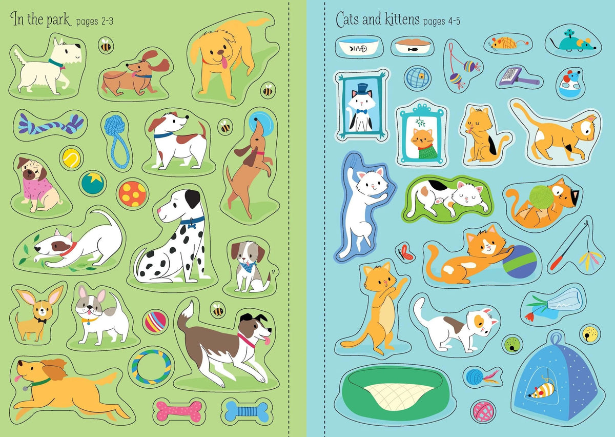 Книга със стикери Usborne Little First Stickers: Pets, 3+ години