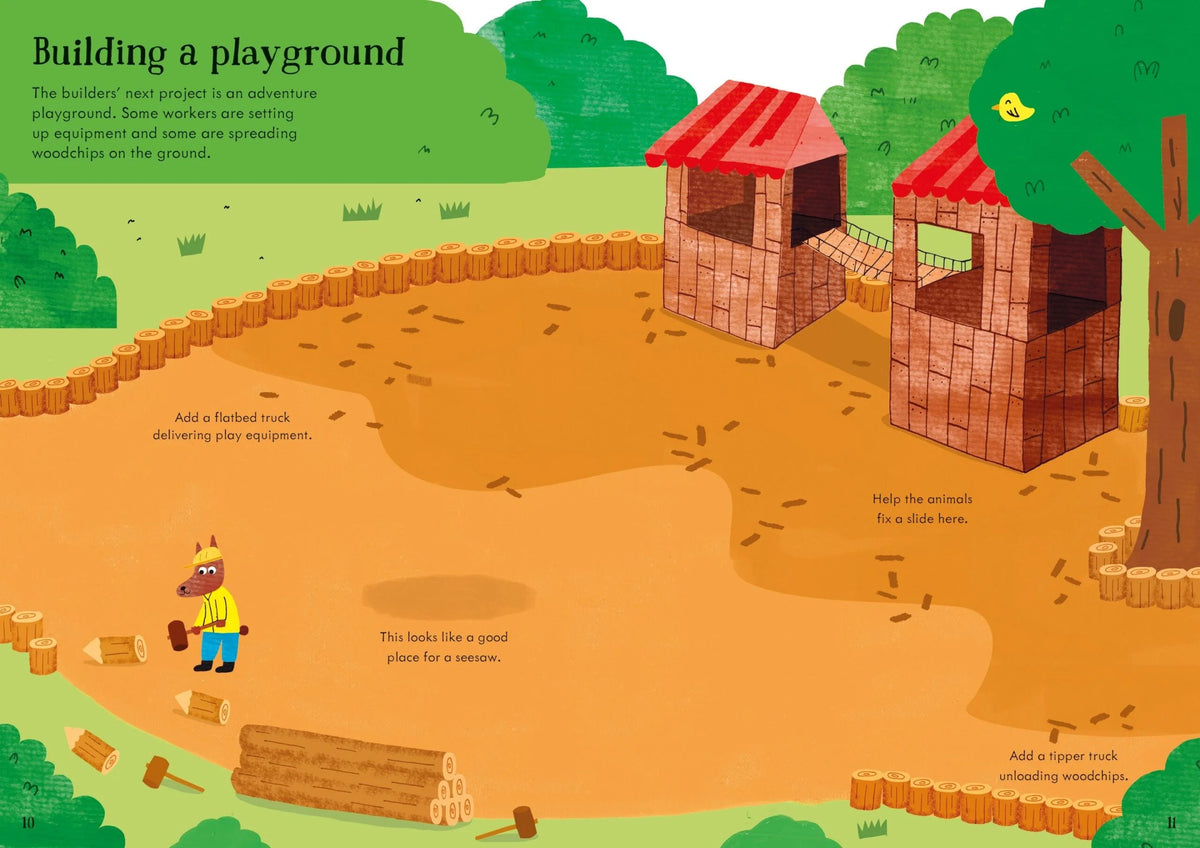 Книга със стикери Usborne Little First Stickers: Building site, 3+ години