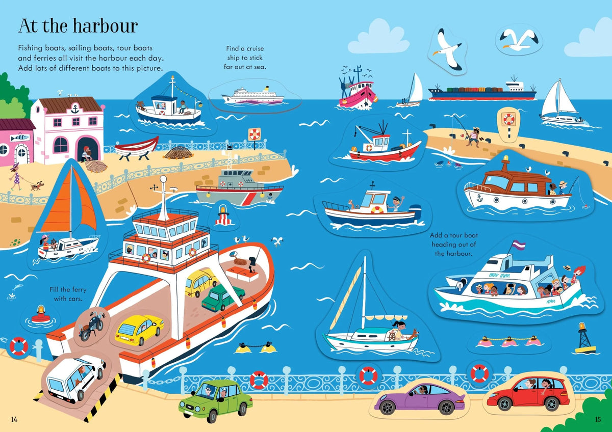 Книга със стикери Usborne Little First Stickers: Travel, 3+ години