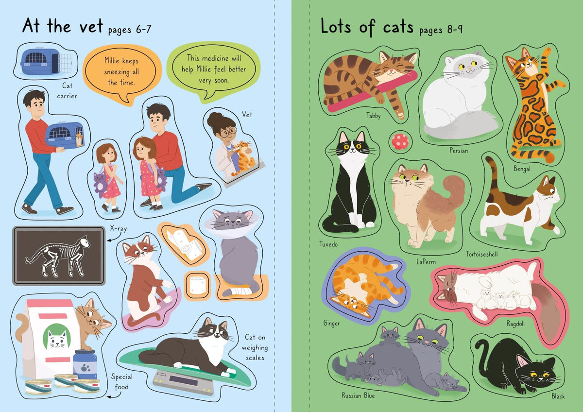 Книга със стикери Usborne Little First Stickers: Cats, 3+ години