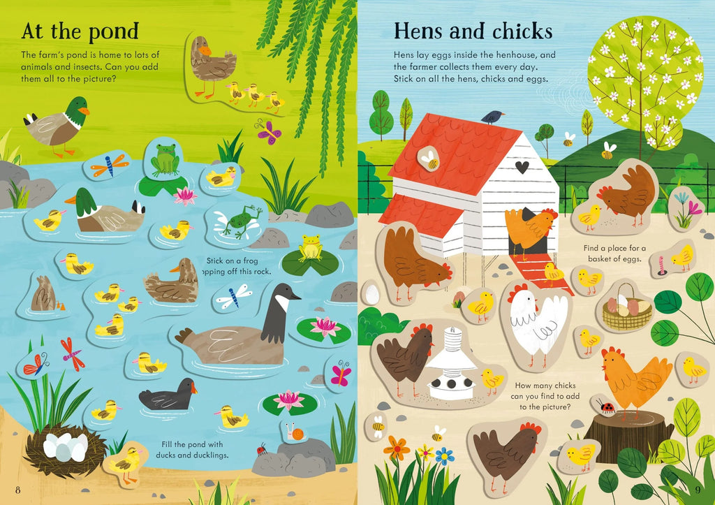 Книга със стикери Usborne Little First Stickers: Farm, 3+ години
