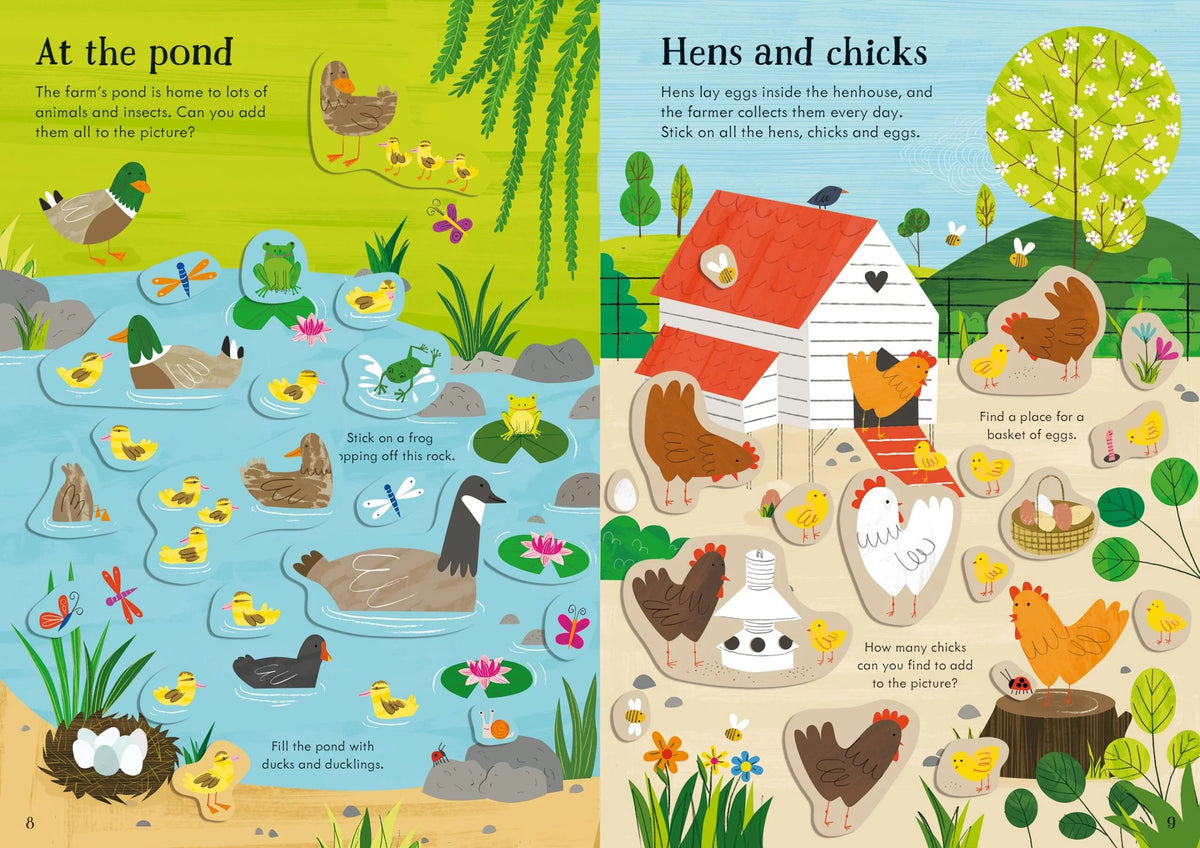 Книга със стикери Usborne Little First Stickers: Farm, 3+ години