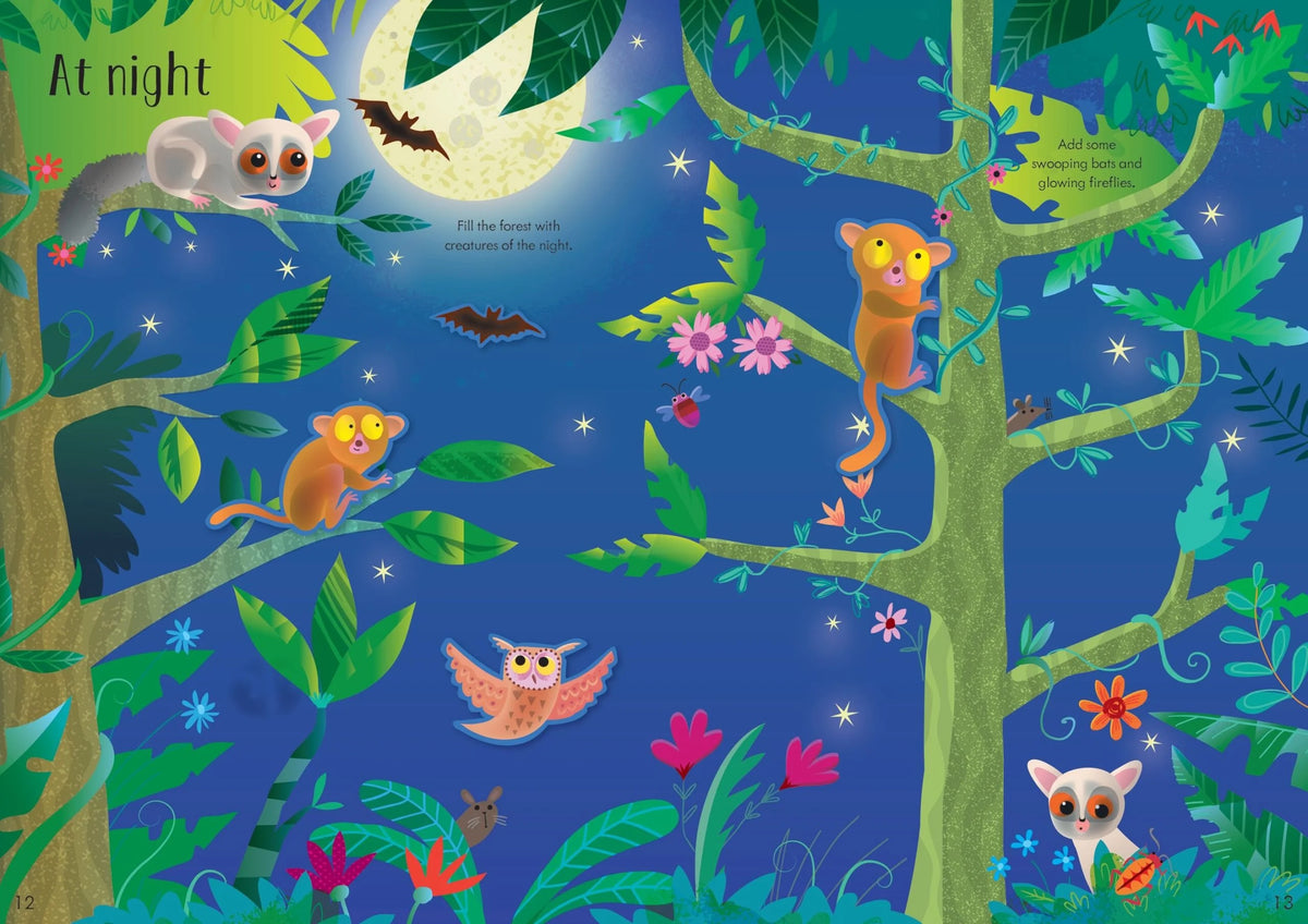 Книга със стикери Usborne Little First Stickers: Jungle, 3+ години