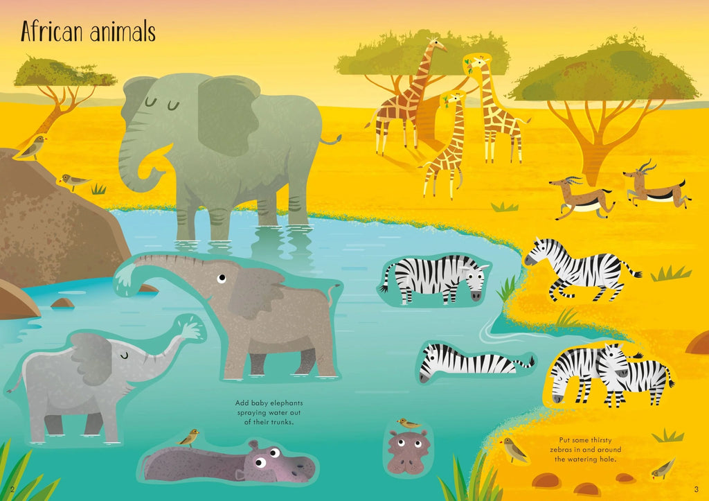 Книга със стикери Usborne Little First Stickers: Animals, 3+ години