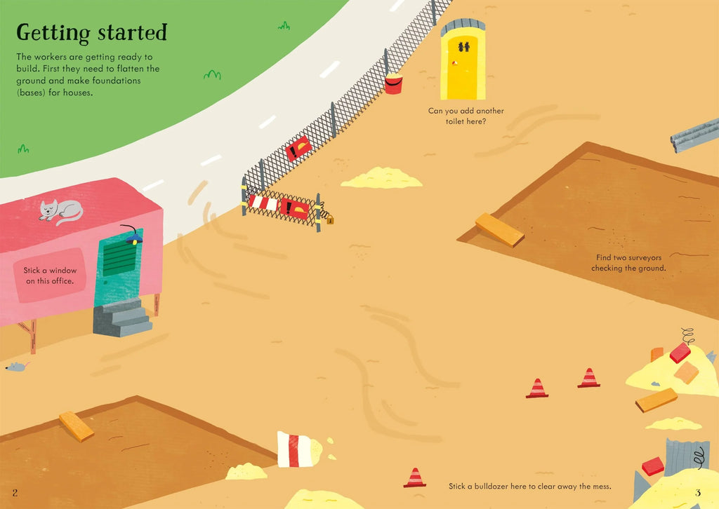 Книга със стикери Usborne Little First Stickers: Building site, 3+ години
