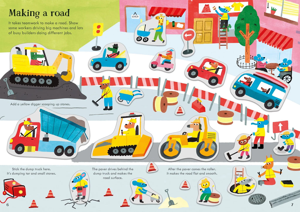 Книга със стикери Usborne Little First Stickers: Building site, 3+ години