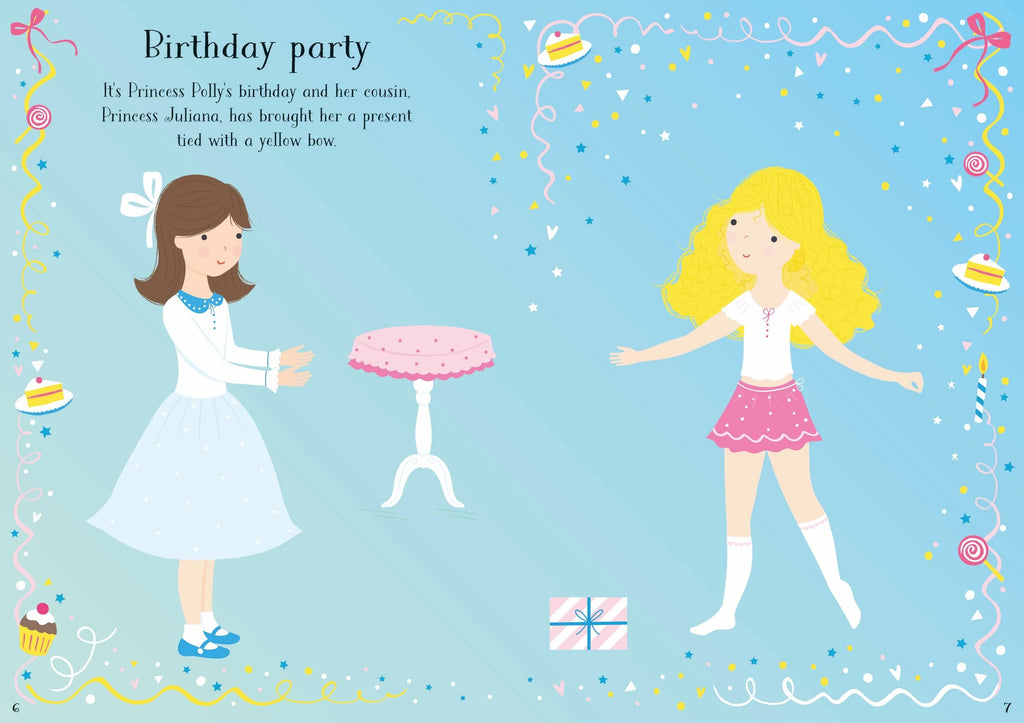 Книга със стикери Usborne Little Sticker Dolly Dressing Princess, 4+ години