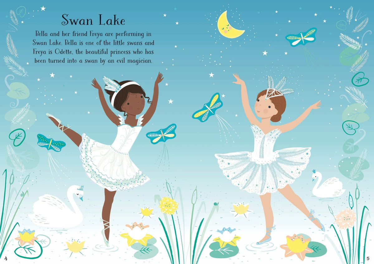 Книга със стикери Usborne Little Sticker Dolly Dressing Ballerina, 4+ години