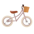 balance bike with basket and dusty rose frame