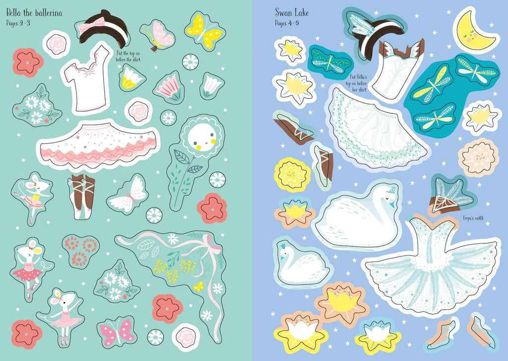 Книга със стикери Usborne Little Sticker Dolly Dressing Ballerina, 4+ години
