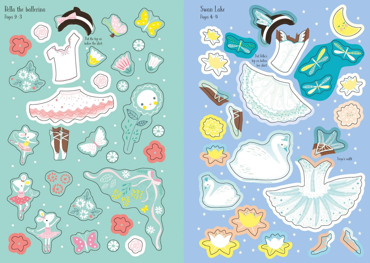 Книга със стикери Usborne Little Sticker Dolly Dressing Ballerina, 4+ години