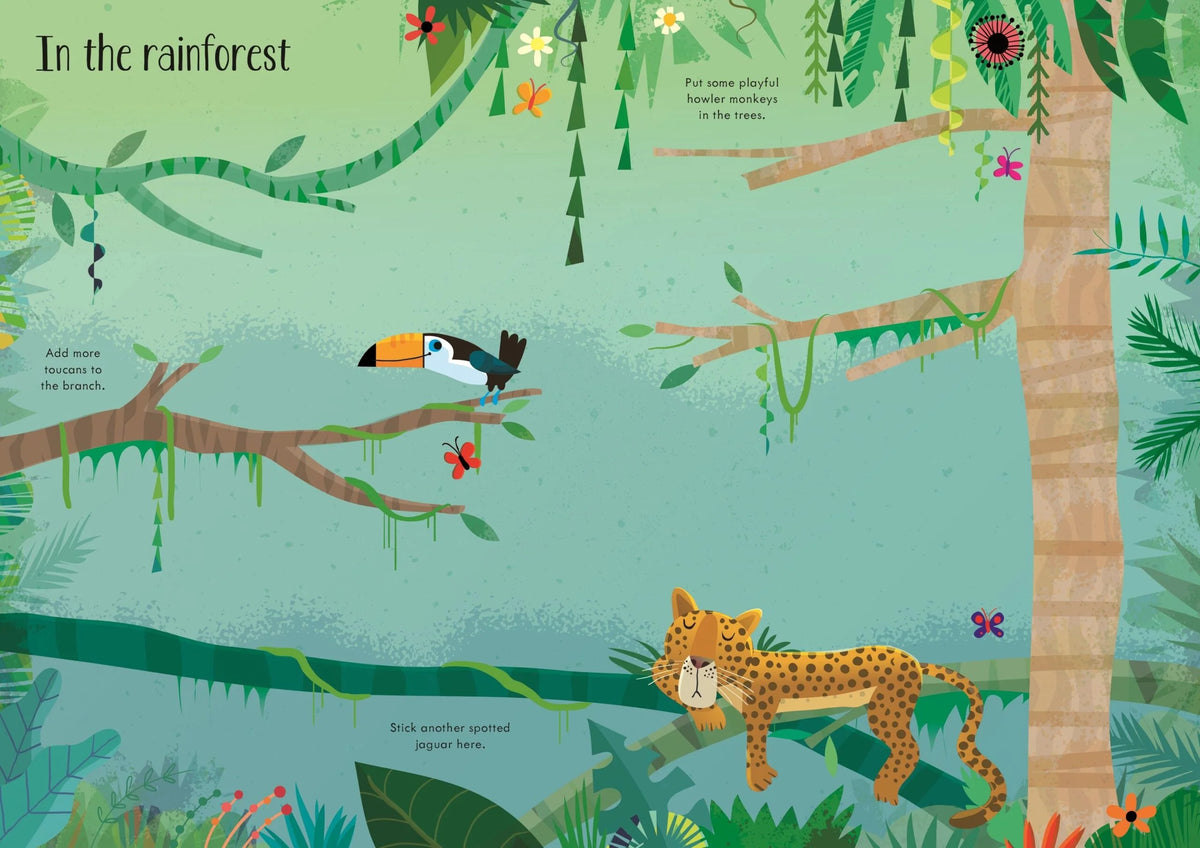 Книга със стикери Usborne Little First Stickers: Animals, 3+ години