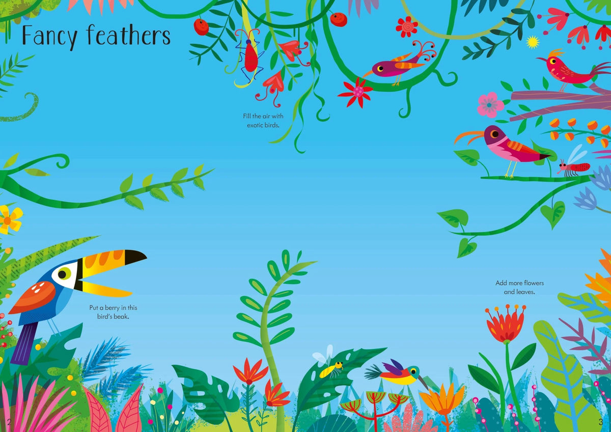 Книга със стикери Usborne Little First Stickers: Jungle, 3+ години
