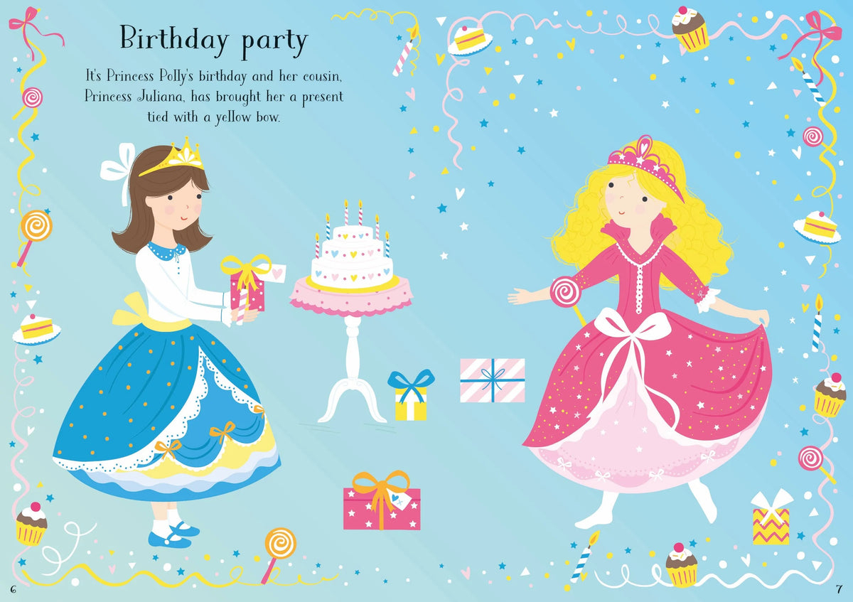 Книга със стикери Usborne Little Sticker Dolly Dressing Princess, 4+ години