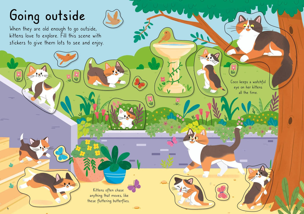 Книга със стикери Usborne Little First Stickers: Cats, 3+ години