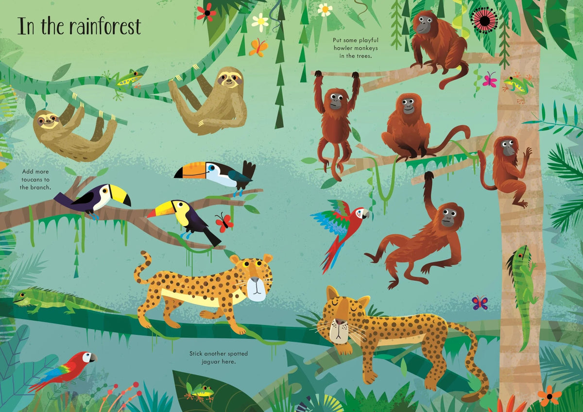 Книга със стикери Usborne Little First Stickers: Animals, 3+ години