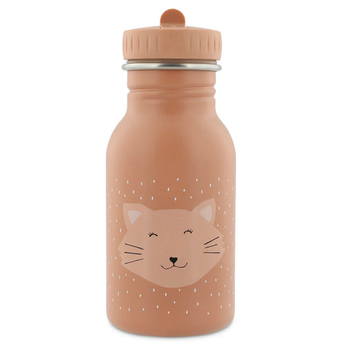 kids bottle trixie stainless steel 350ml pink cat