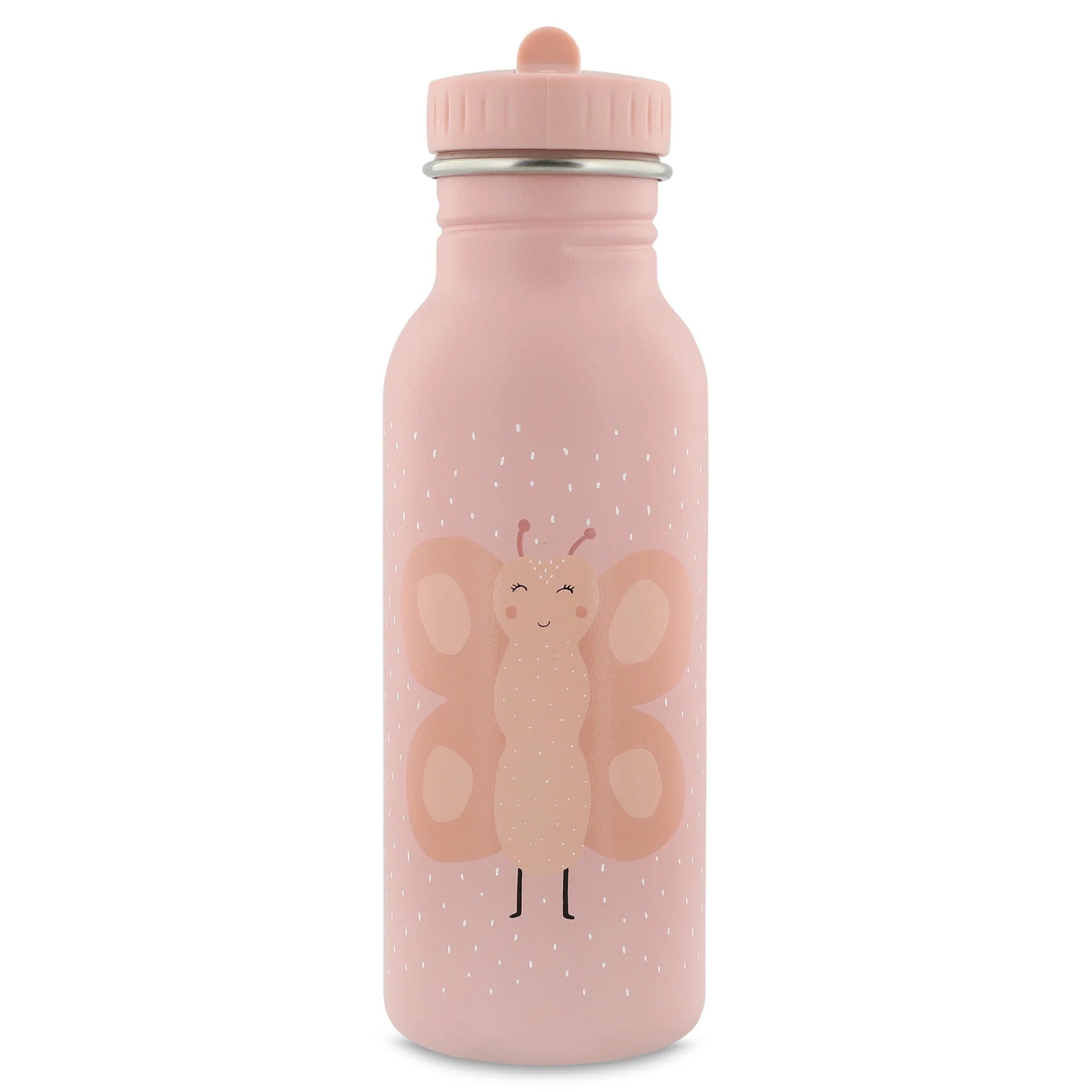 trixie stainless steel bottle 500 ml with butterfly in pink color