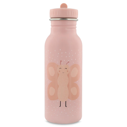 trixie stainless steel bottle 500 ml with butterfly in pink color
