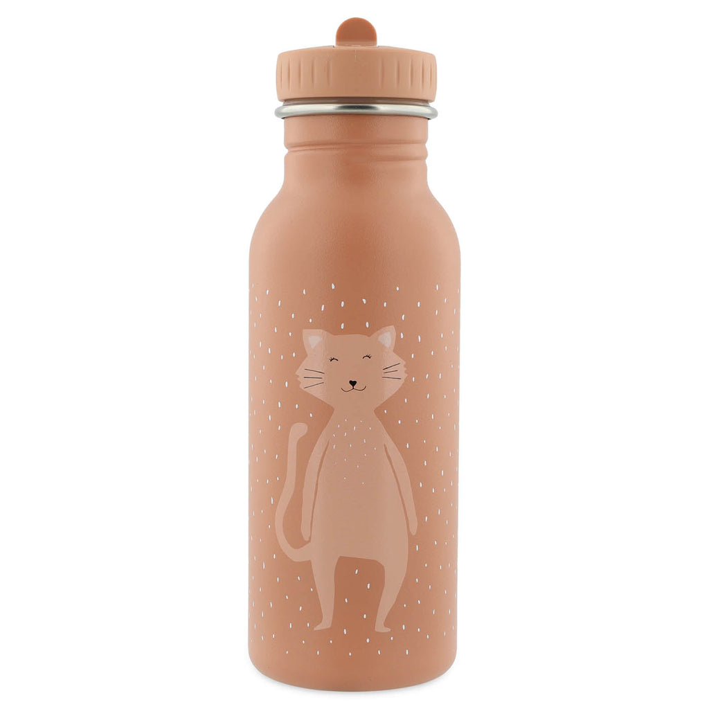 trixie stainless steel bottle for kids with cat in pink color