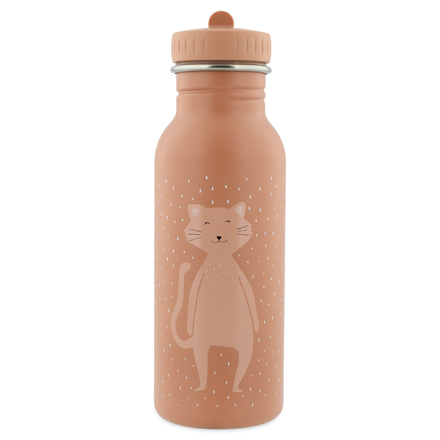 trixie stainless steel bottle for kids with cat in pink color