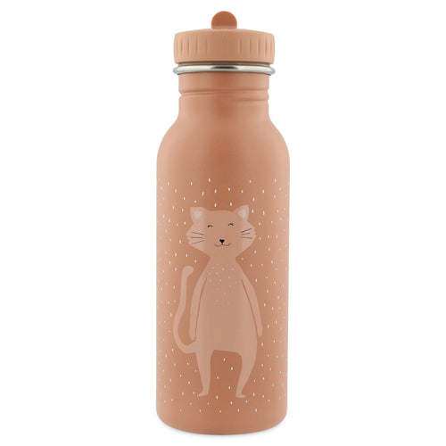 trixie stainless steel bottle for kids with cat in pink color