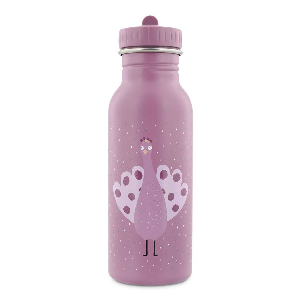 trixie stainless steel bottle 500ml with peacock in purple color