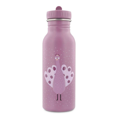 trixie stainless steel bottle 500ml with peacock in purple color