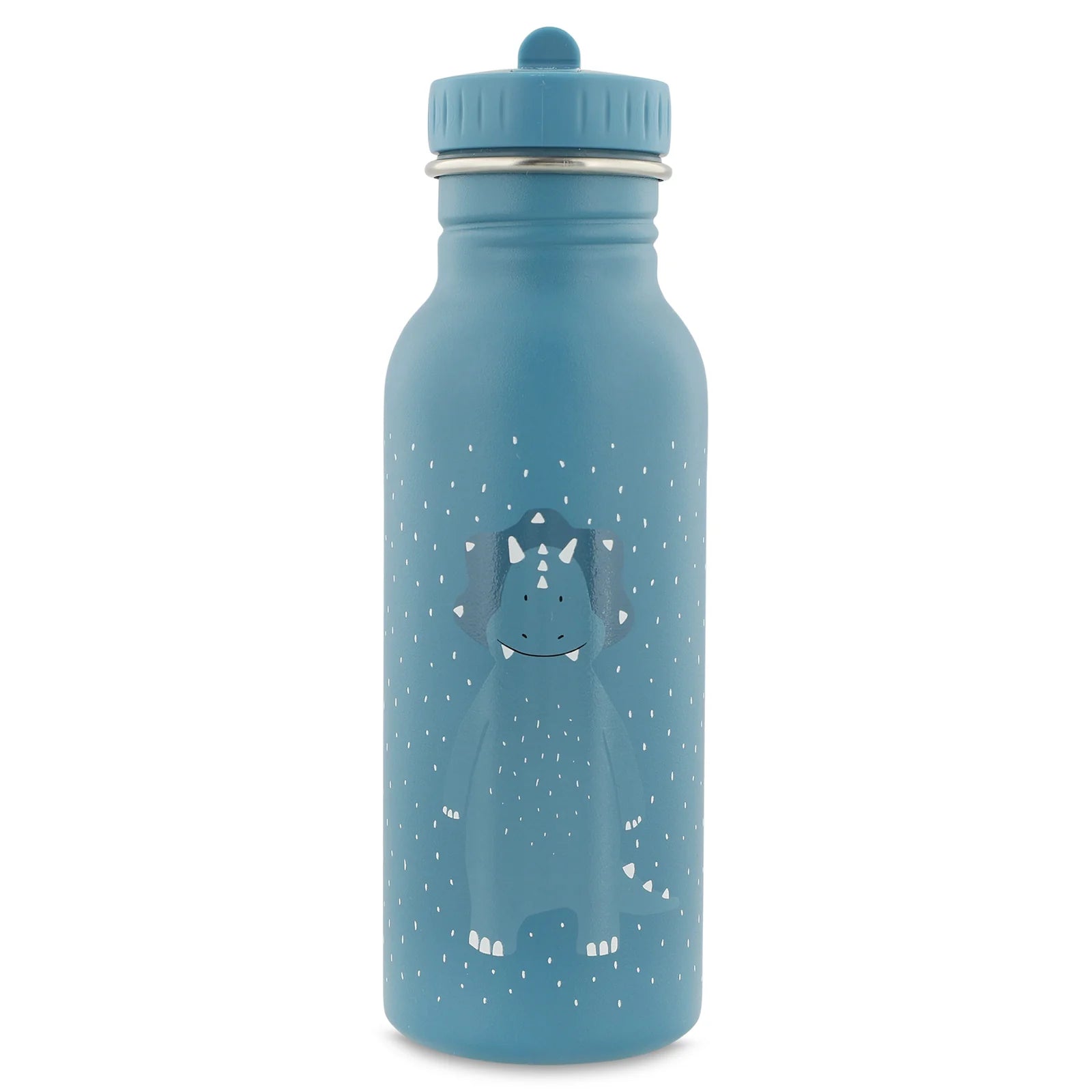trixie stainless steel bottle 500 ml ith triceratops in blue color