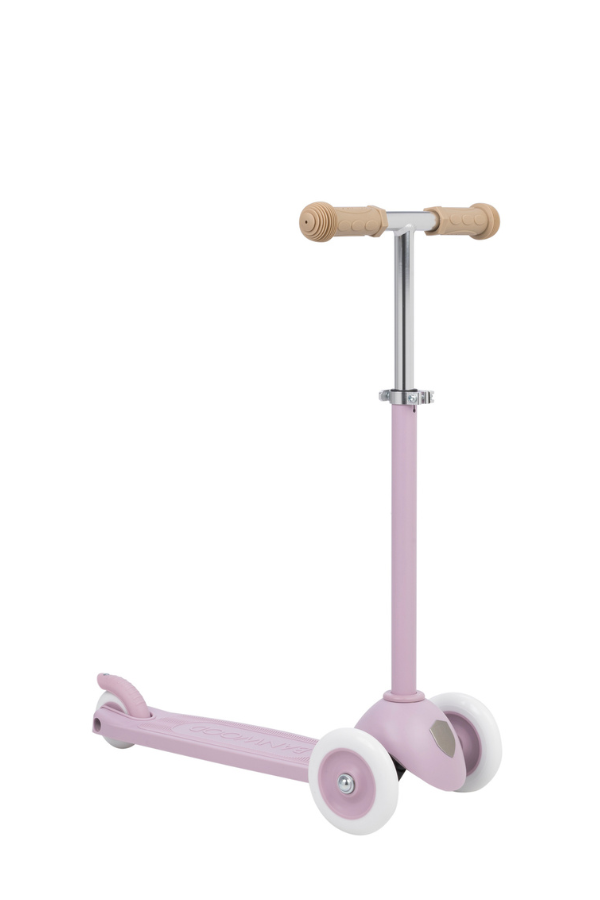 plastic three wheel scooter for kids in lavender color