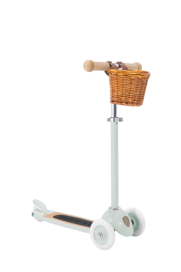 mint scooter with basket for kids
