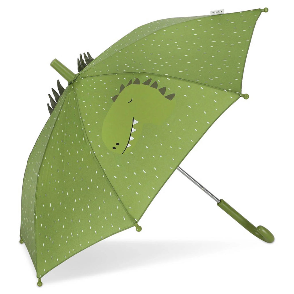kids umbrella in green color with dinosaur print