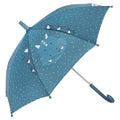 kids umbrella in blue color with triceratops print