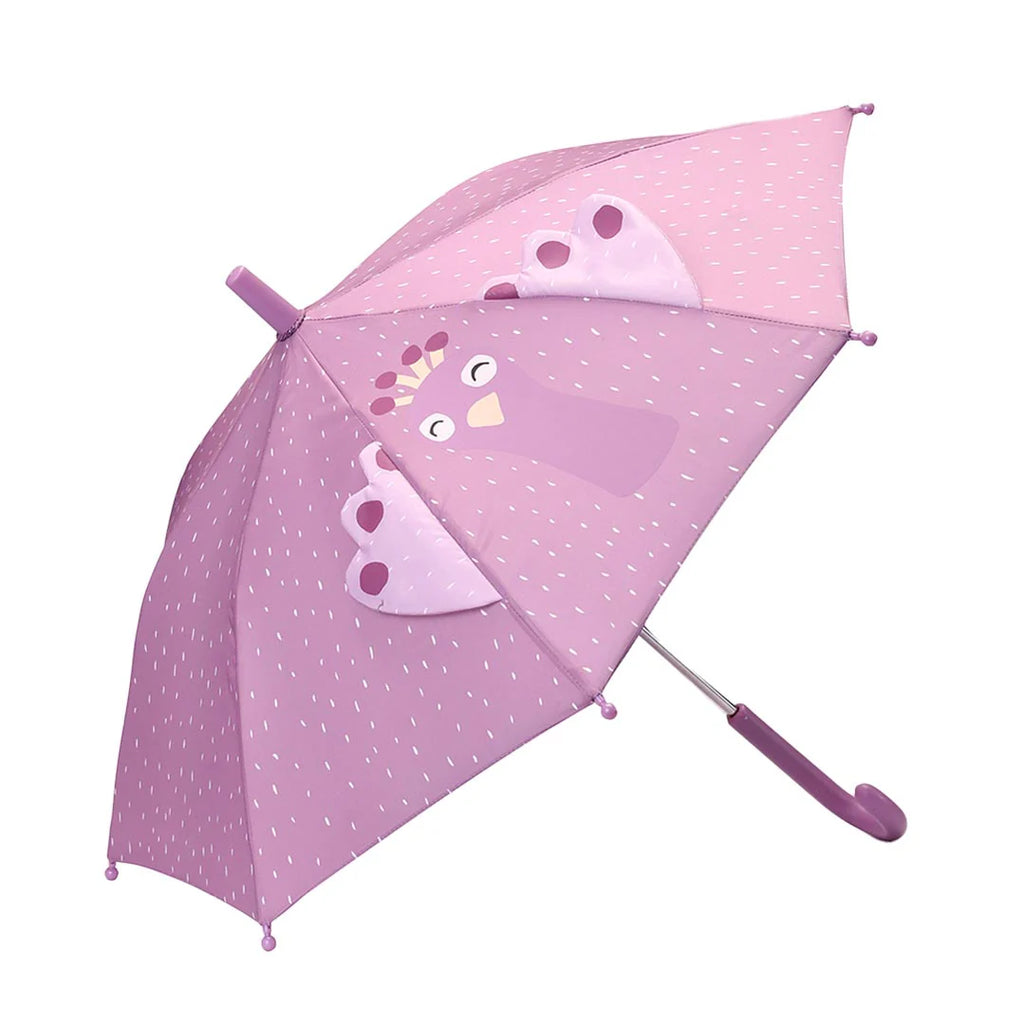 children umbrella in purple with peacock print 