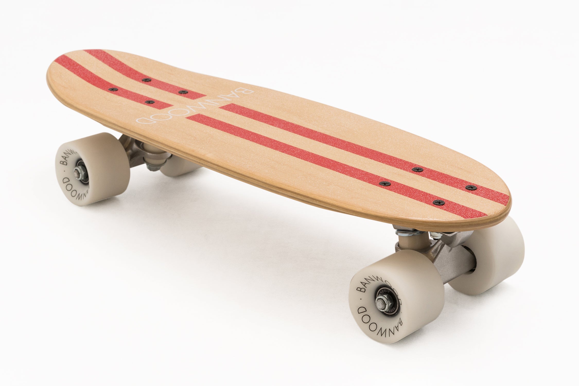 retro wooden skateboard in red stripes