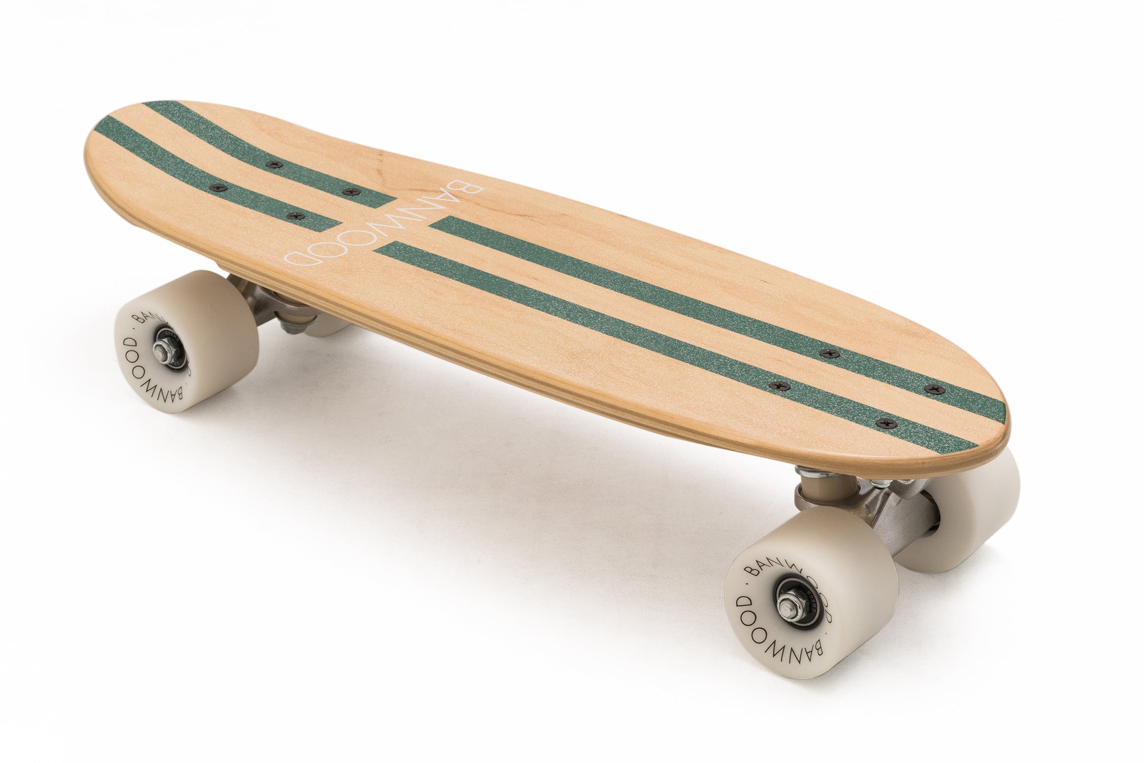 wooden skateboard for kids, striped with green