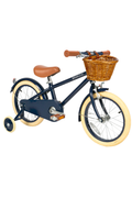 navy kids bicycle with training wheels