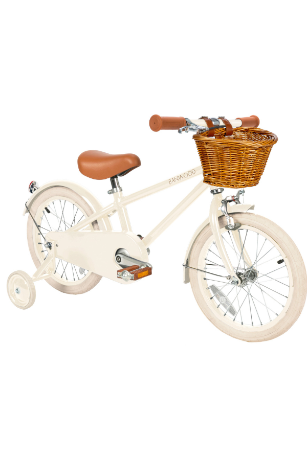 cream retro bicycle for kids with basket