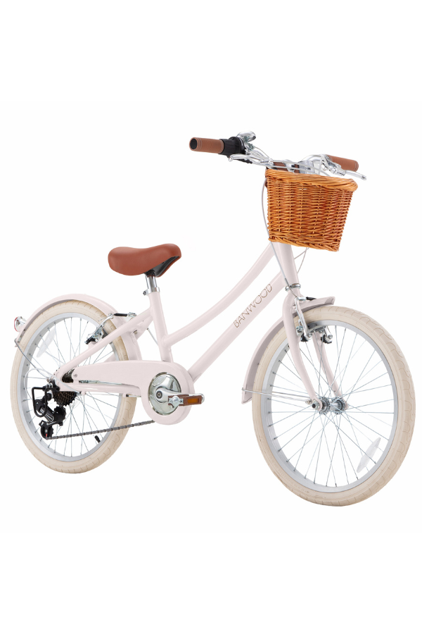 pink vintage bicycle for kids with basket