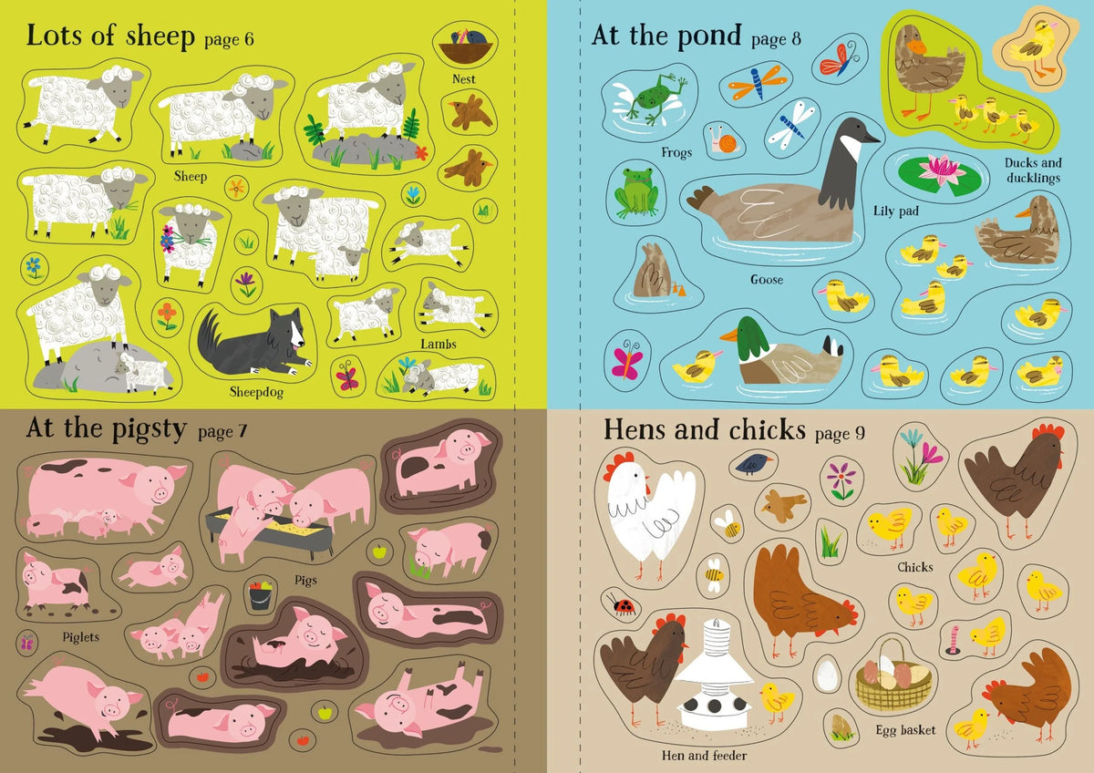 Книга със стикери Usborne Little First Stickers: Farm, 3+ години