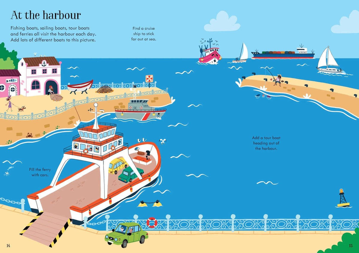 Книга със стикери Usborne Little First Stickers: Travel, 3+ години