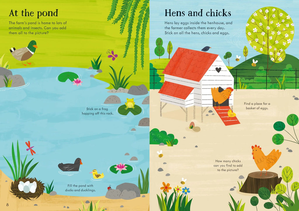 Книга със стикери Usborne Little First Stickers: Farm, 3+ години