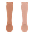 set of two spoons for first baby meals with cat design in pink