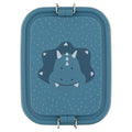 blue stainless steel luch box for kids with triceratops design