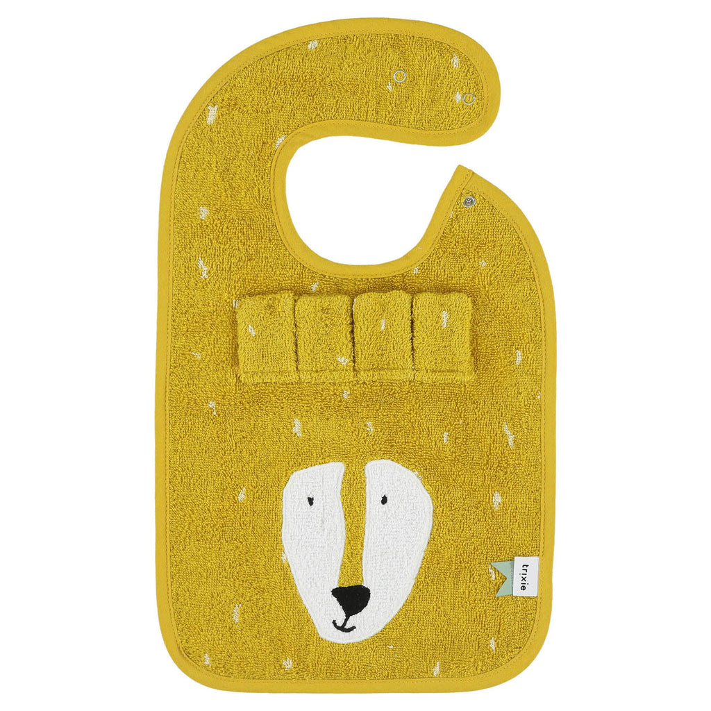 trixie bibs with lion in yellow