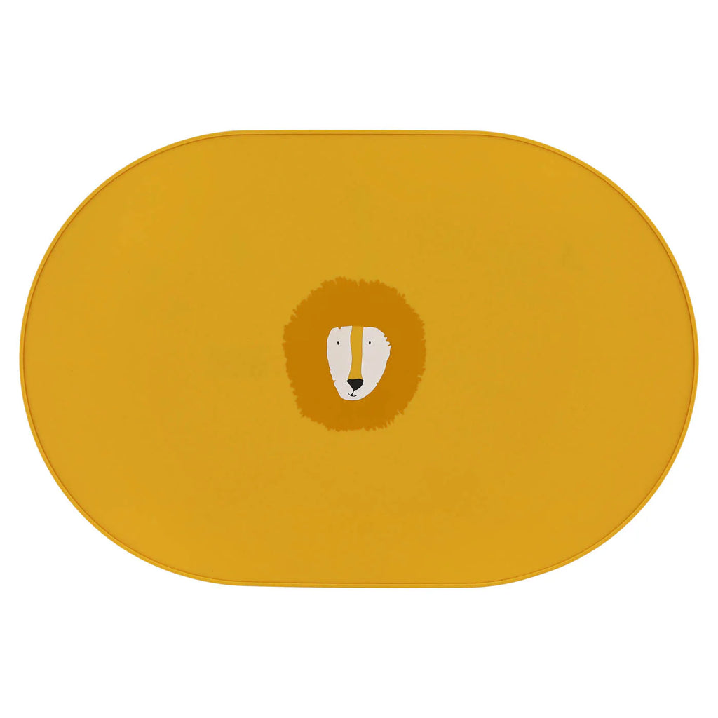 silicone placemat for babies and kids trixie in yellow with lion print